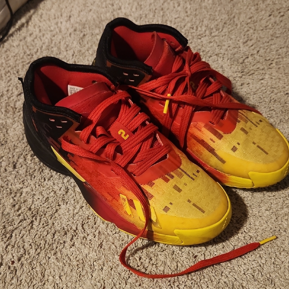 Kids Red and Yellow Basketball Shoes